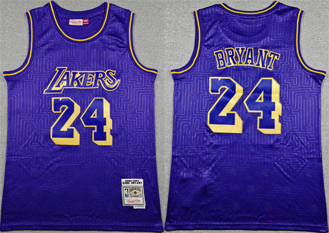 Men's Los Angeles Lakers #24 Kobe Bryant Purple Throwback Stitched Basketball Jersey